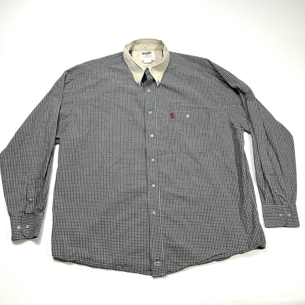 Wrangler PBR Button Up Shirt Mens Size XL Blue Collard Western Country Rodeo